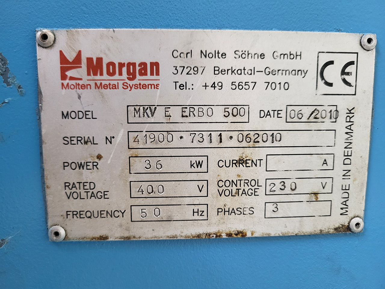 Morgan MKV E ERBO 500 Tiegelofen O1752, gebraucht